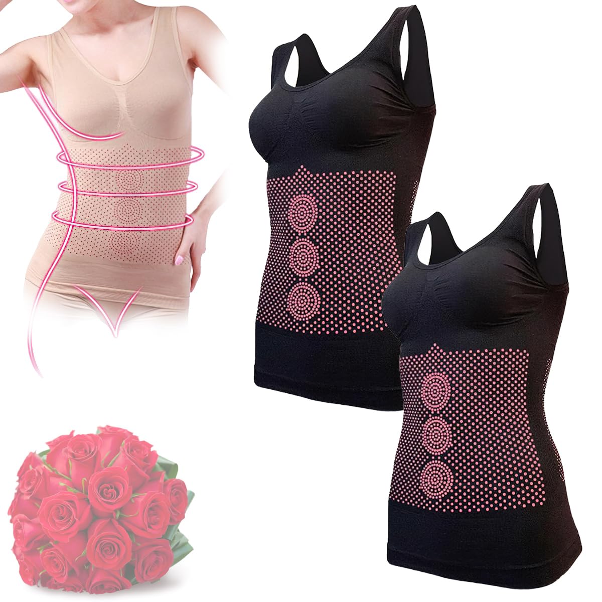 Gilet de Sculpture en Tourmaline, Gilet de Sculpture du Corps ionique sans Couture pour Femmes, Gilet d'énergie ionique (2*B,One Size)