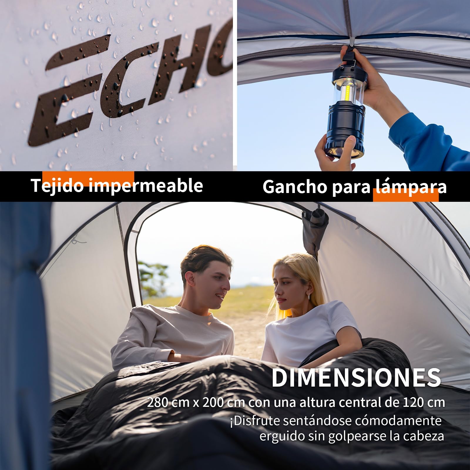 EchoSmile Tienda de Campaña Pop Up para 4-8 Personas-Impermeable, Montaje Rapido, Ultraligera Portátil con 2 Ventanas, para Camping Senderismo Playa