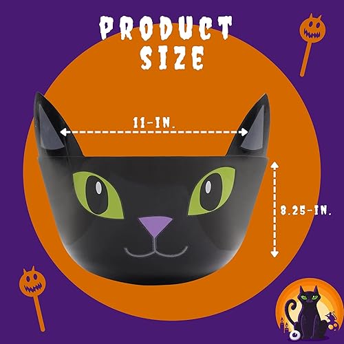 Miniatura 2 de A1U - Cuencos de plástico para golosinas de Halloween con diseño de gato negro, contenedor de almacenamiento de dulces de dulce o truco, caja de