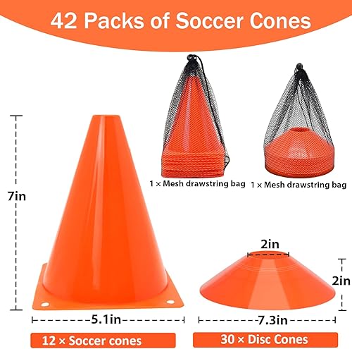 Miniatura 2 de Juego de conos de fútbol, 8442 piezas de 7 pulgadas9 pulgadas, conos deportivos + conos de disco, conos para deportes con bolsa de transporte, conos