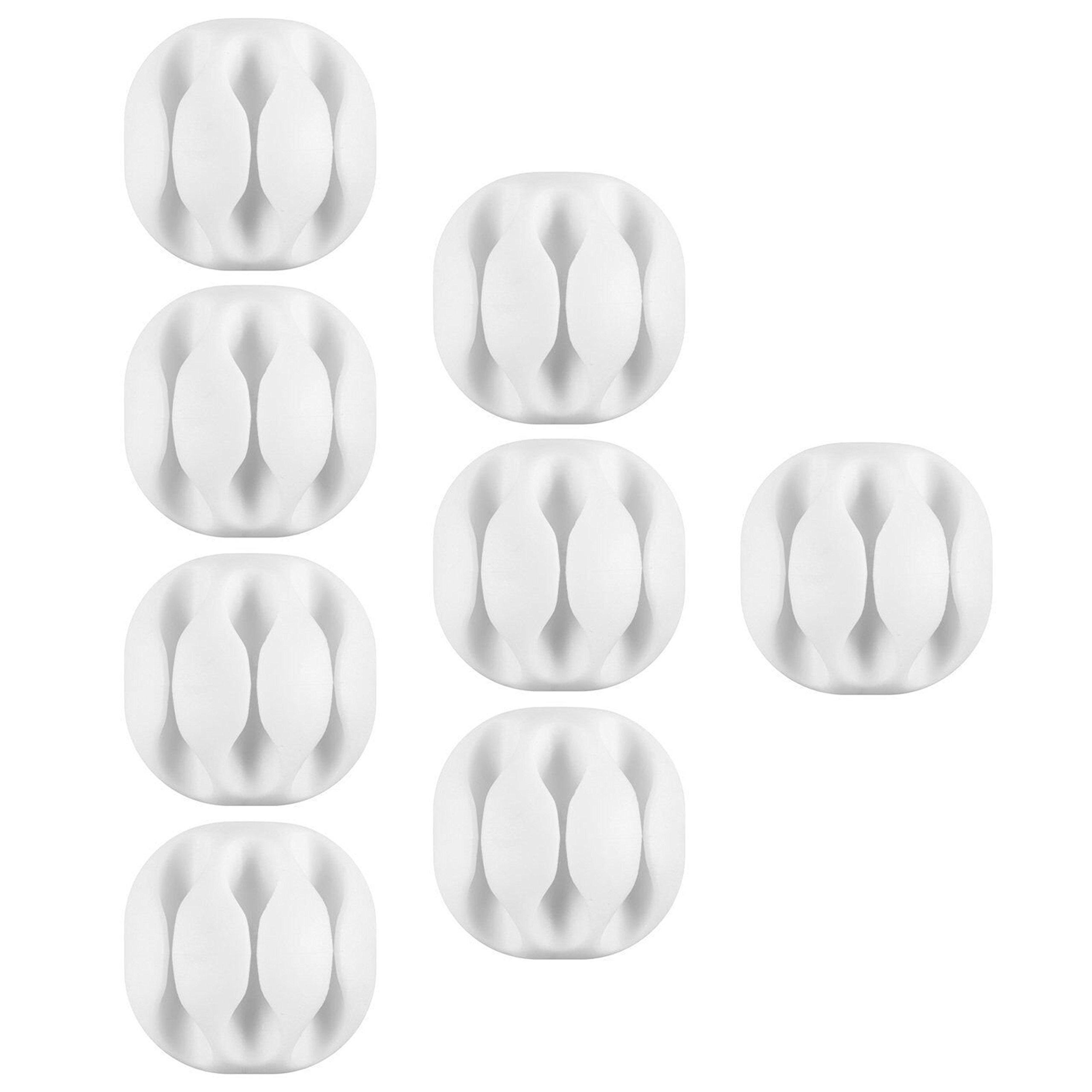 HeHe 8Pack Cable Clips & Cord Management System and Desktop Cable Organizers,Charging Cable Drop Organizer for TV PC Laptop Home Office -(White)