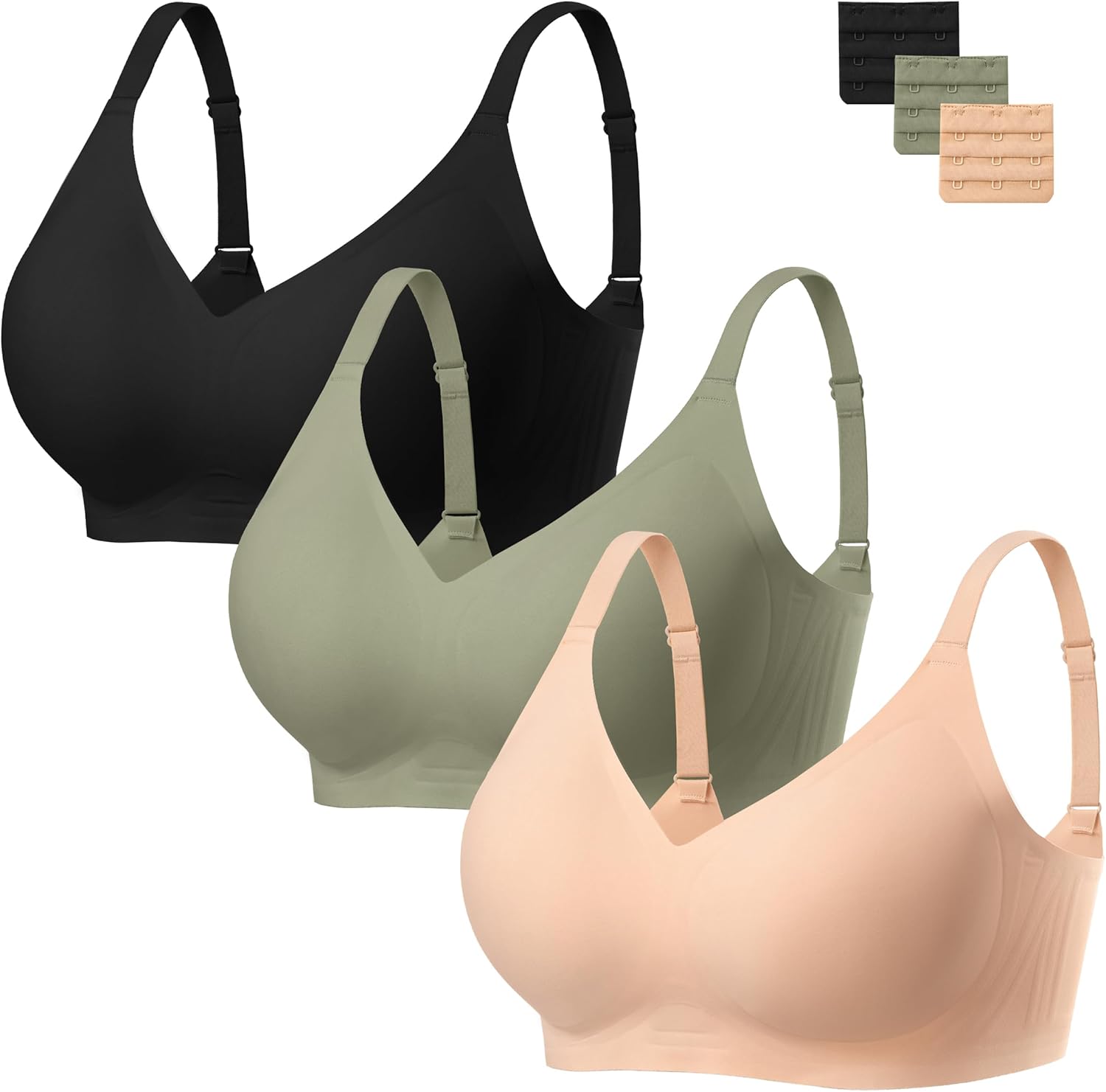 habibee Bra for Women No Underwire Comfort Seamless Bras Push Up Wireless Bras Full Coverage Bralettes, Bra Extender
