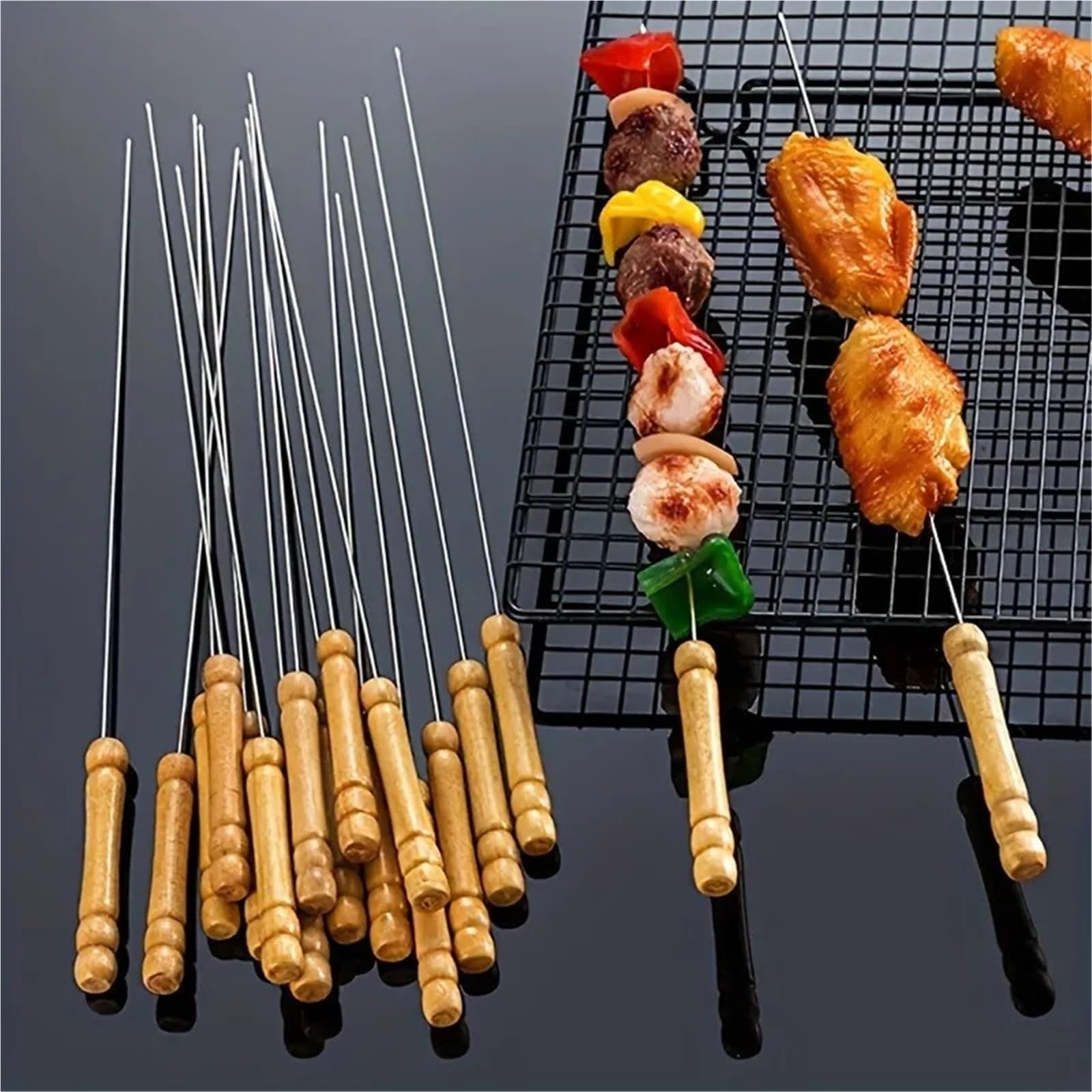 50 Uds. Brocheta de barbacoa acero inoxidable, brochetas reutilizables for for acampar al aire libre, utensilios cocina for Picnic, suministros for Para Barbacoa