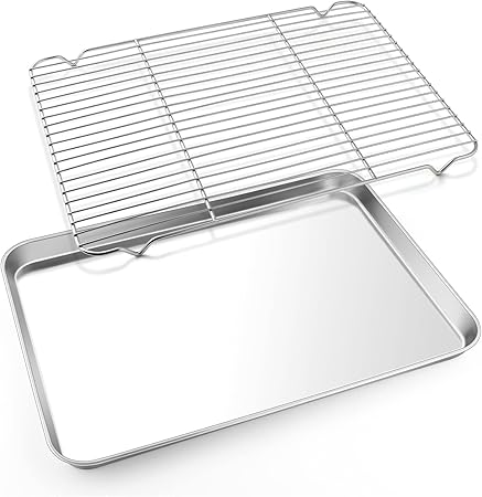 E-far Cookie Sheet with Rack Set, Half Sheet Baking Pan