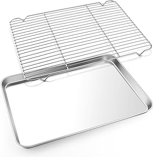 E-far Cookie Sheet with Rack Set, Half Sheet Baking Pan for Oven Cooking...