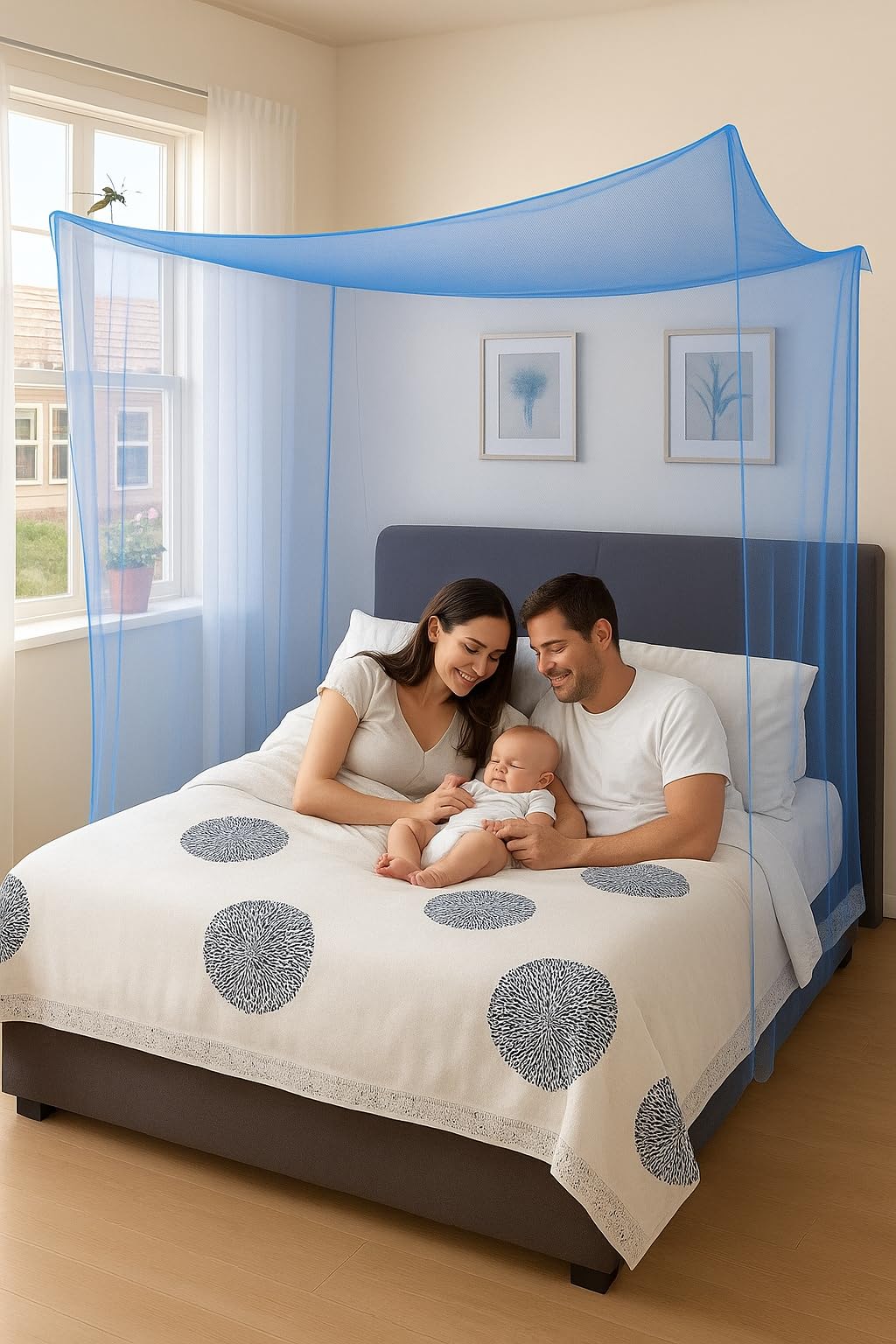 Mosquito Net for Bednet, Foldable, Breathable Netting, Blue, Portable for Home and Travel (Blue, 7x7(feet))-image-22