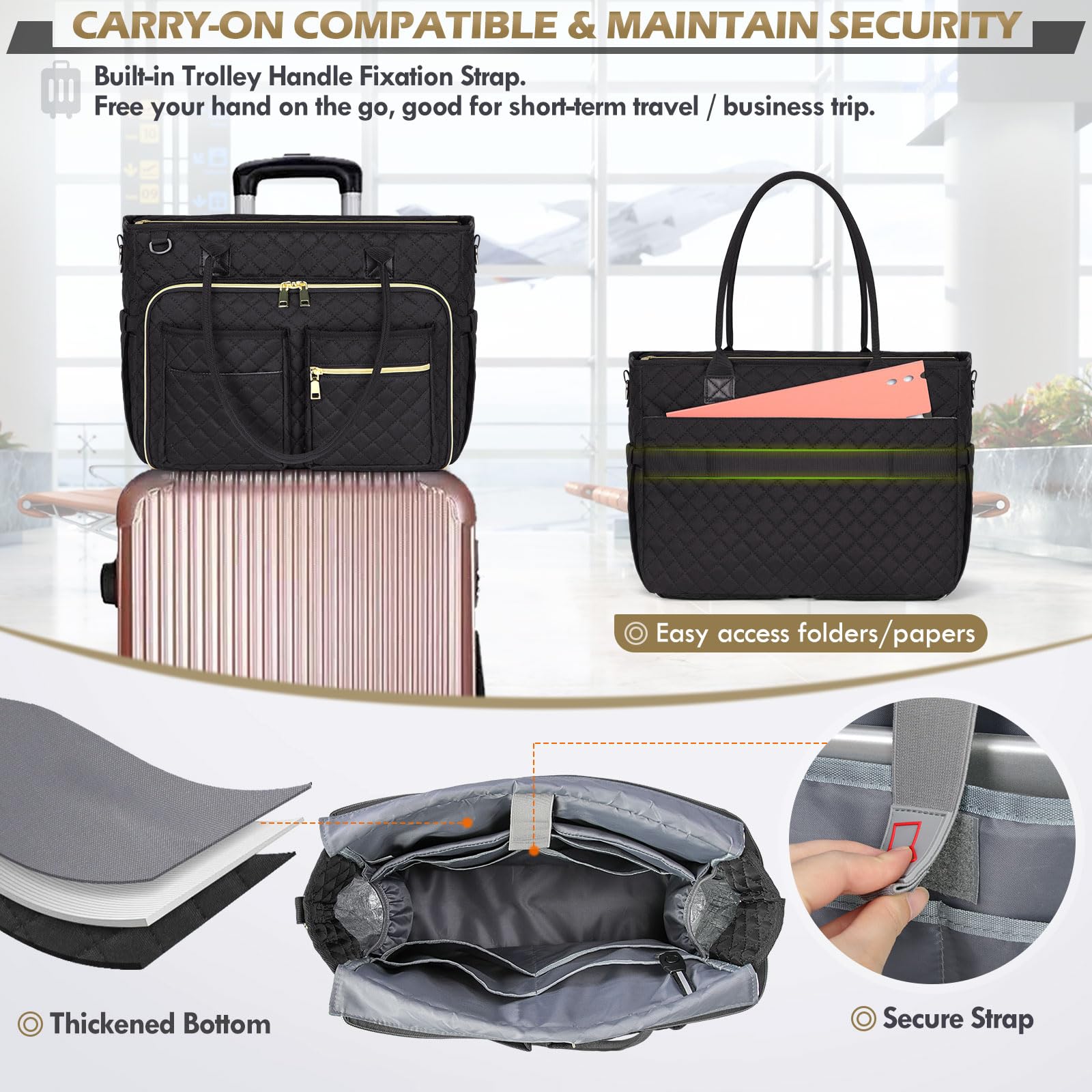 RAINSMORE Borsa tote per insegnante, borsa per computer portatile, da donna, grande valigetta per computer portatile, infermiera, borsa da lavoro