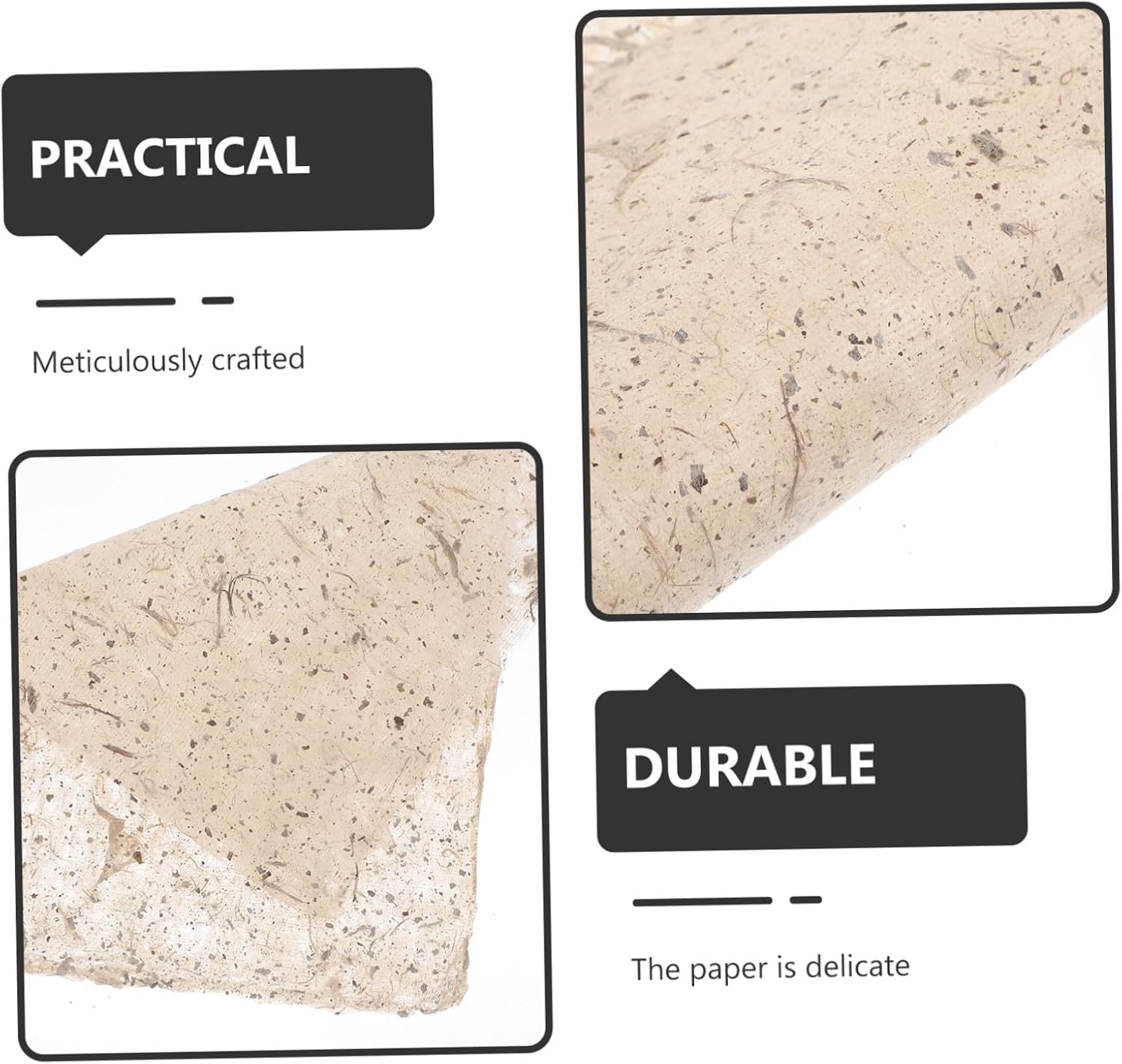 ETHZZLE 50 Sheets Handmade Natural Bark Paper for Calligraphy and Painting Lightweight DIY Drawing Supply Ink-Absorbent Simple Paper for Scrapbooking and Art Crafts
