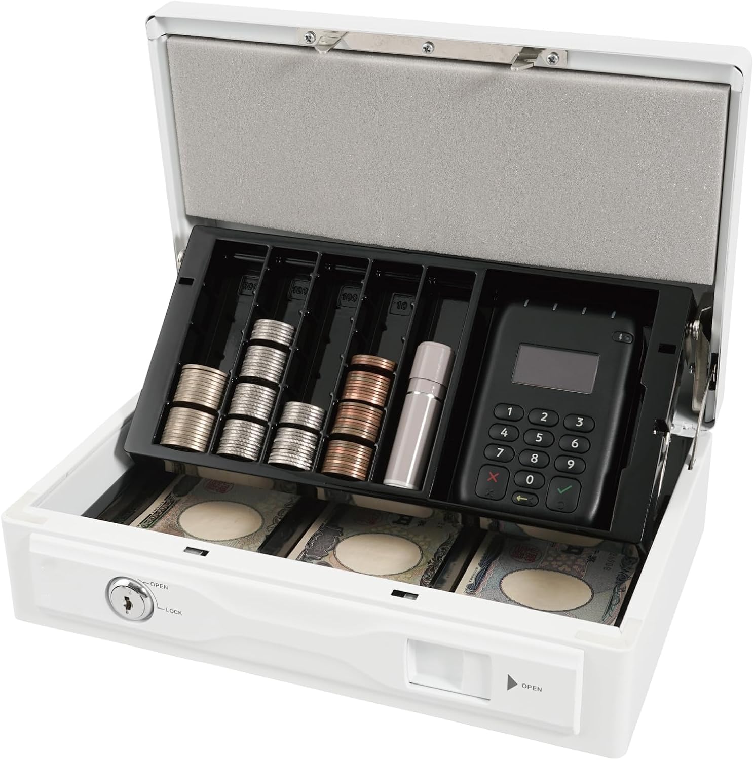 ホワイト金属製レジキャッシュボックス カール事務機 carl そとレジ キャッシュボックス ホワイト CB