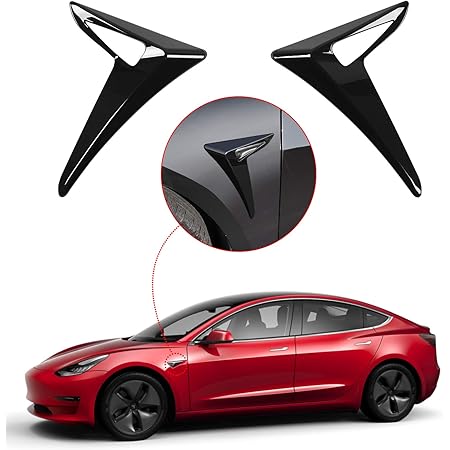 Xipoo Fit Tesla Model 3 Side Camera Trim Turn Signal Cover Side Markers Turn Signal Camera Cover for 2017 2018 2019 2020 Tesla Model 3 Accessories 2 Pcs (Black)