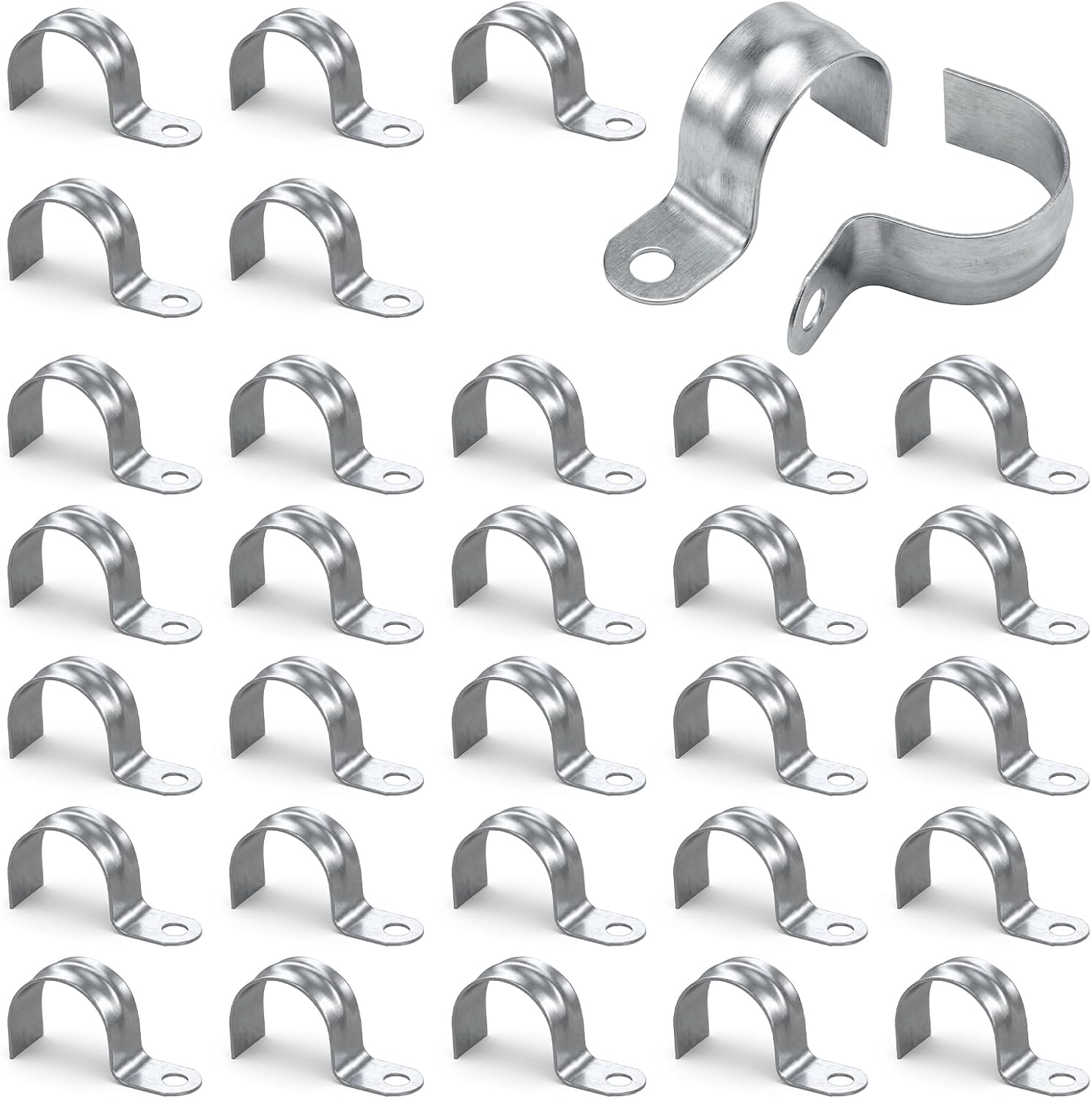 30-Pack 3/4" Conduit Clamp - Stainless Pipe Clamp, Single Strap for EMT