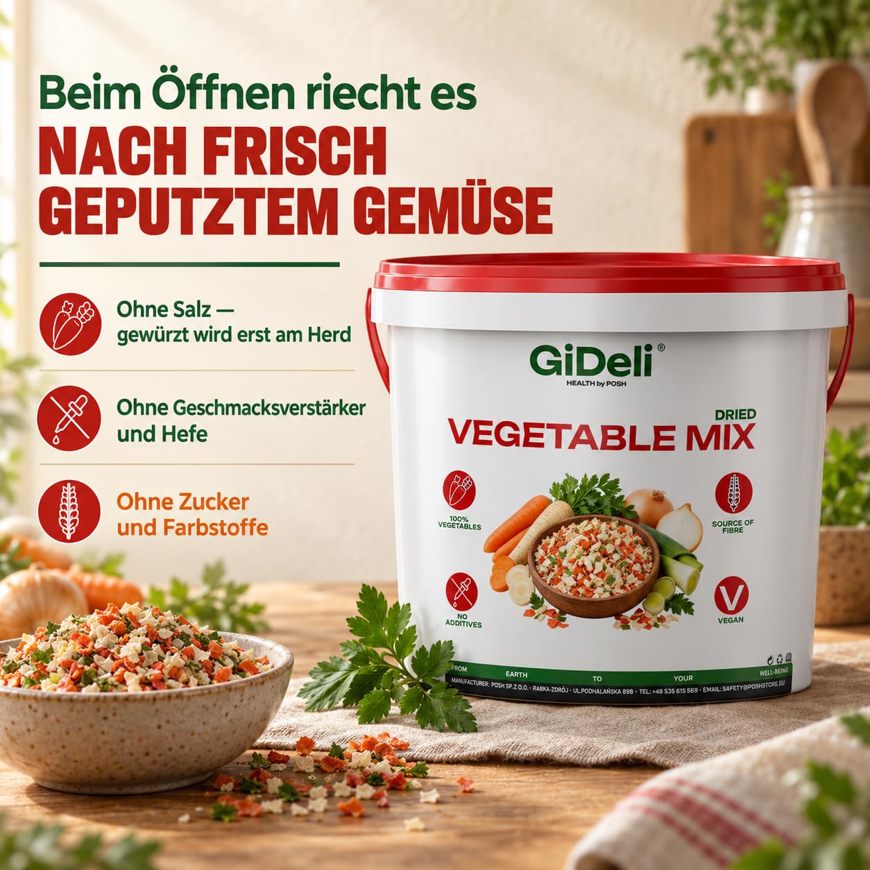 GiDeli Verduras Secas para Sopa 20kg, Verduras para Caldo sin Sal