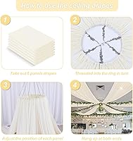 Vista 4 de Ivory Ceiling Drapes 6 Panels 5ftx10ft Wedding Arch Draping Fabric Chiffon Wedding Drapes Curtain Decorations with Rod Pocket