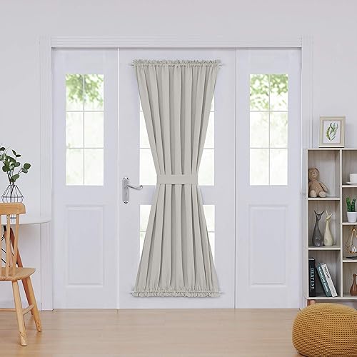 Miniatura 248 de Deconovo Cortina opaca de Navidad para puertas de vidrio y luces laterales, panel de privacidad con aislamiento térmico con doble bolsillo para