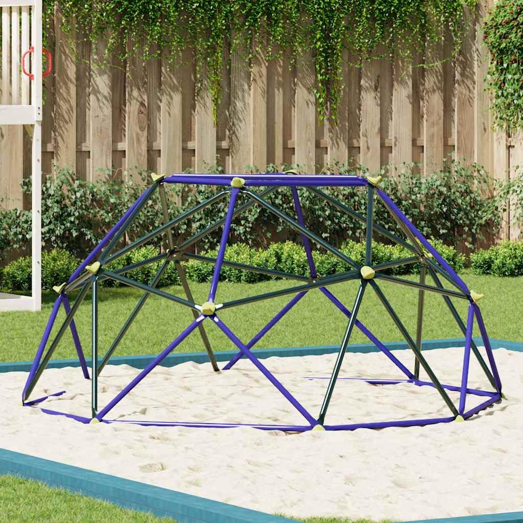 Dziecięca kopuła wspinaczkowa, niebieska, ze stali, 227 x 227 x 116 cm, odporna na działanie promieni UV i wodoodporna, do ogrodu, na taras i do aktywnej zabawy na świeżym powietrzu