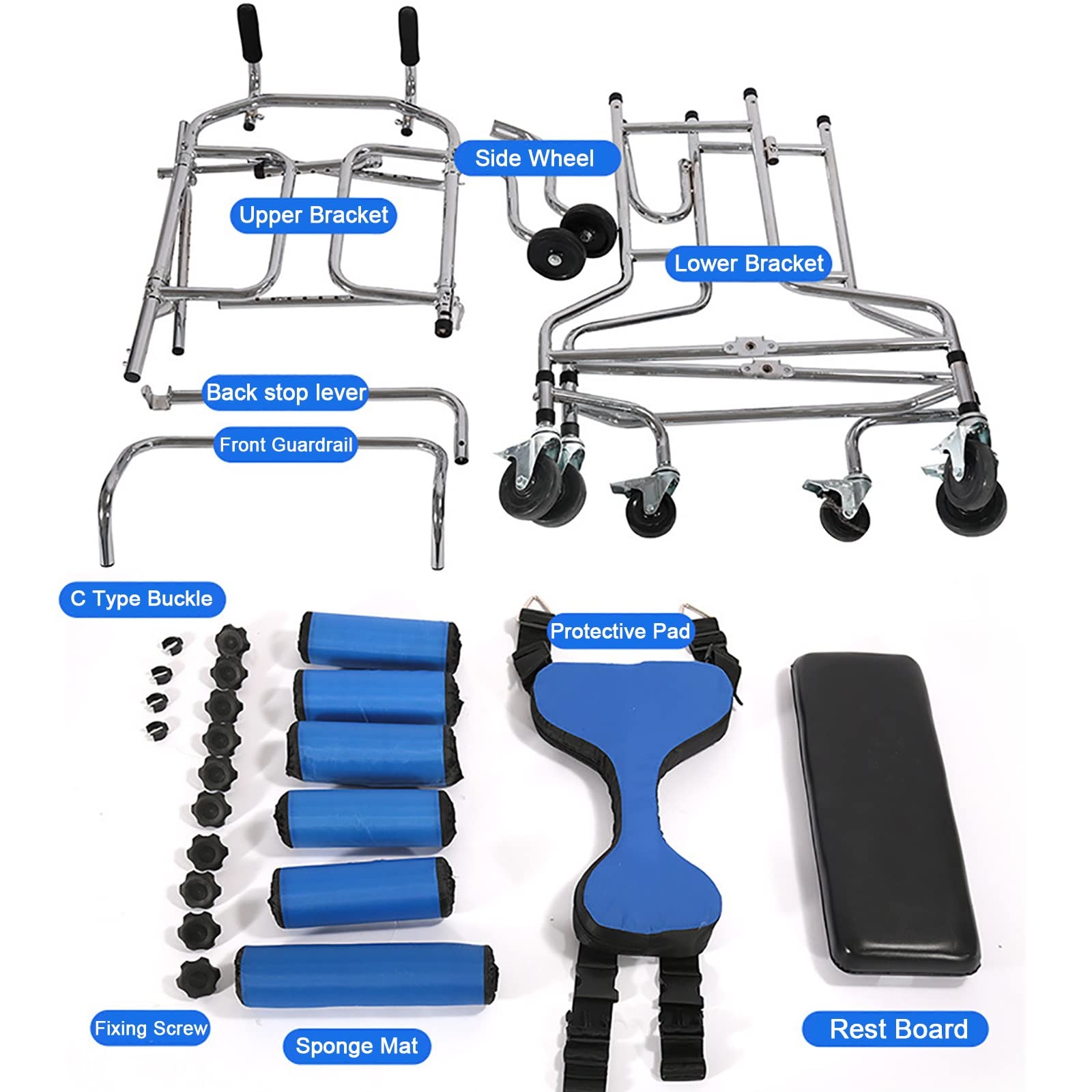 Pionowe chodziki Rollator dla dorosłego dziecka w podeszłym wieku, udar mózgu Hemiplegic Walking Rehab Exerciser, wysoki chodzik z bardzo szerokim wyściełanym siedziskiem i oparciem (Color : Women,