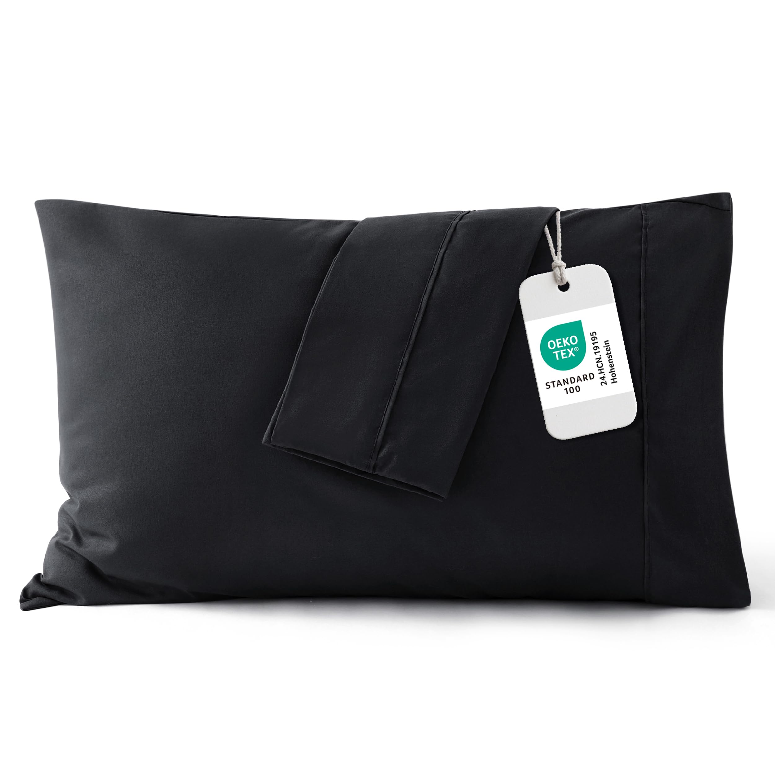 Bedsure Black Pillowcase Set - Queen Size (20x30 inches) Bed Pillow Cover - Brushed Microfiber, Wrinkle, Fade & Stain Resistant - Envelop Closure Pillow Case Set of 2