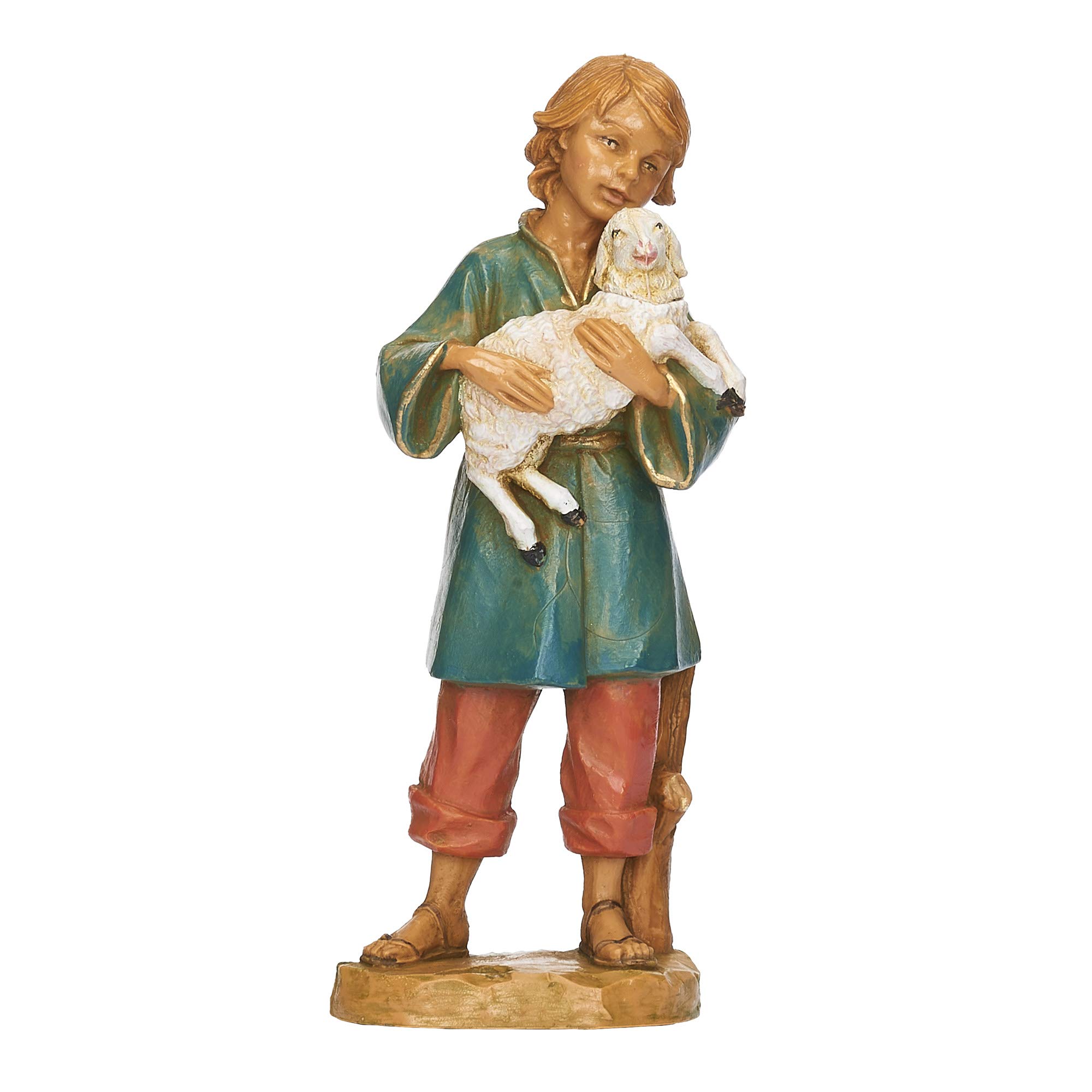 FontaniniNativity Figure, Silas The Boy Shepherd, 7.5" Scale, Collection, Handmade in Italy, Designed and Manufactured in Tuscany, Polymer, Hand Painted, Italian, Detailed