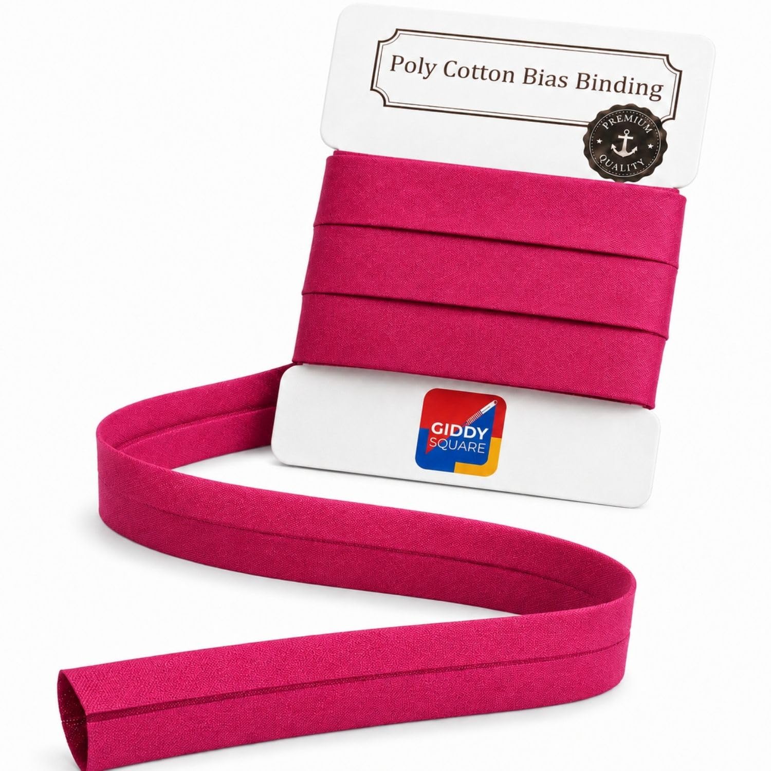 Cerise Bias Binding Tape 25mm 1 Inch 10 Metres - Pre-Folded Single-Fold Poly Cotton Bias Binding for Sewing, Quilting & Dressmaking - Machine Washable - Giddy Square โ image 1