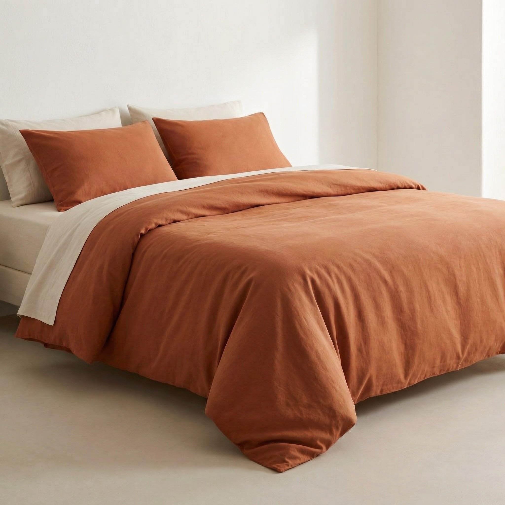 Parure de lit en coton 260x240 pour sublimer une chambre terracotta