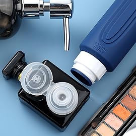 Mrsdry Travel Bottles for Toiletries, Large 6oz Oversize Containers, BPA Free Leak Proof Tubs Refillable Liquid Traveler Accessories with Toiletry Bag for Cometic Shampoo and Lotion Soap (4 Pack)