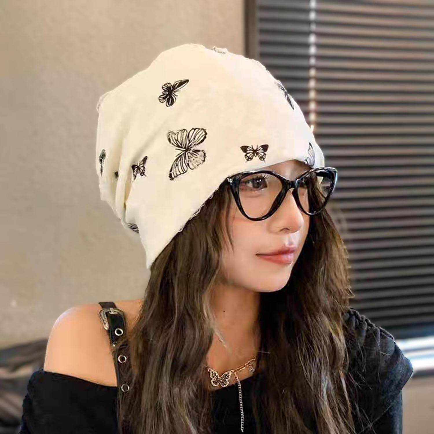 Women's Soft Thin Cotton Beanie with Ripped Details & Sparkling Rhinestones, Hipster Knit Hat for Men - Image 8