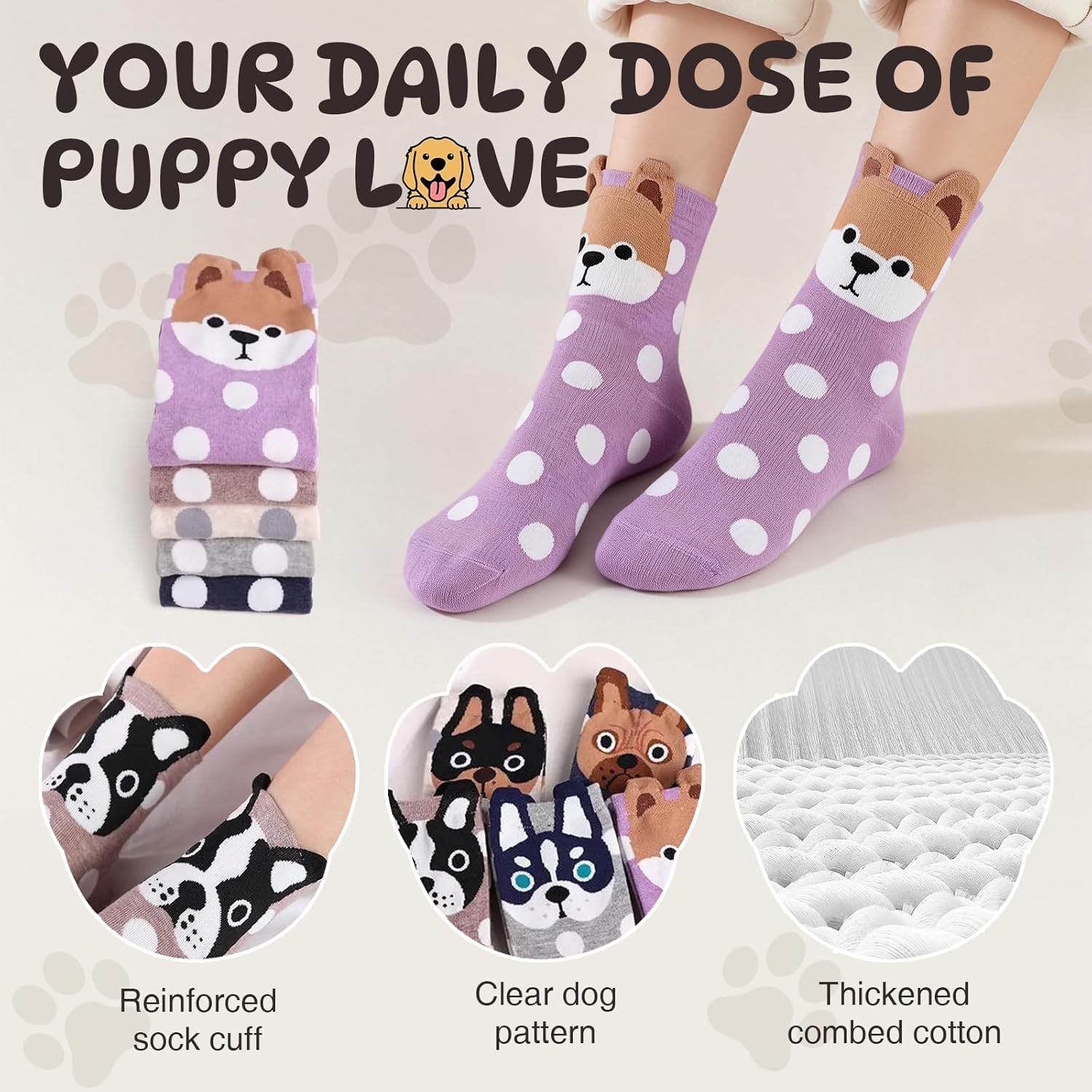 Funny Animal Socks for Women - Cute Dog and Cat Socks, Colorful Novelty Funny Socks for Animal Lover - Image 3
