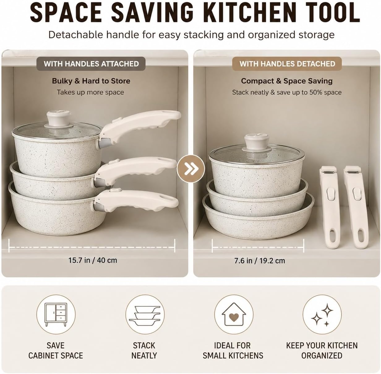 GOOGO Removable Cookware Handle with Serrated Grip