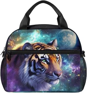 ZFRXIGN Tiger Lunch Box for Boys 8-10 10-12 Insulated Lunch Bag Portable Cooler Bags Girls Small Capacity Lunchbox with Handle Galaxy Thermal Food Storage Pack
