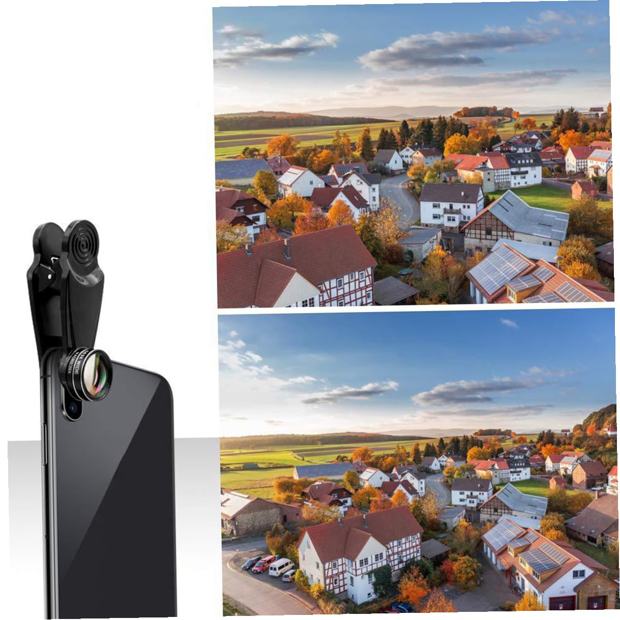 Mikikit 2sets Obiettivo Per Smartphone Lenti Grandangolari e Macro Per Fotografia Professionale Compatibile Con Tutti Cellulari Include Custodia e Clip Per Facilità Uso