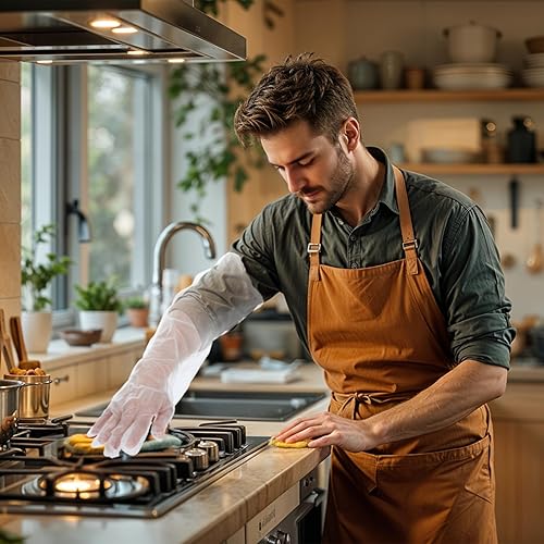 Miniatura 5 de Guantes de limpieza desechables largos, guantes desechables de longitud de codo impermeables de 21 pulgadas, guantes de limpieza ligeros