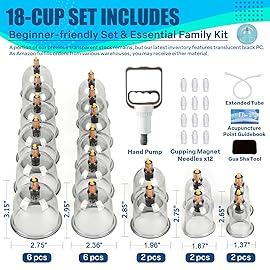 Eambond Cupping Kit for Massage Therapy, Silicone Physical Chinese Therapy Cupping Set at Home, Professional Muscle Cupping Tool with Pump & Vacuum Cups for Cellulite Reduction