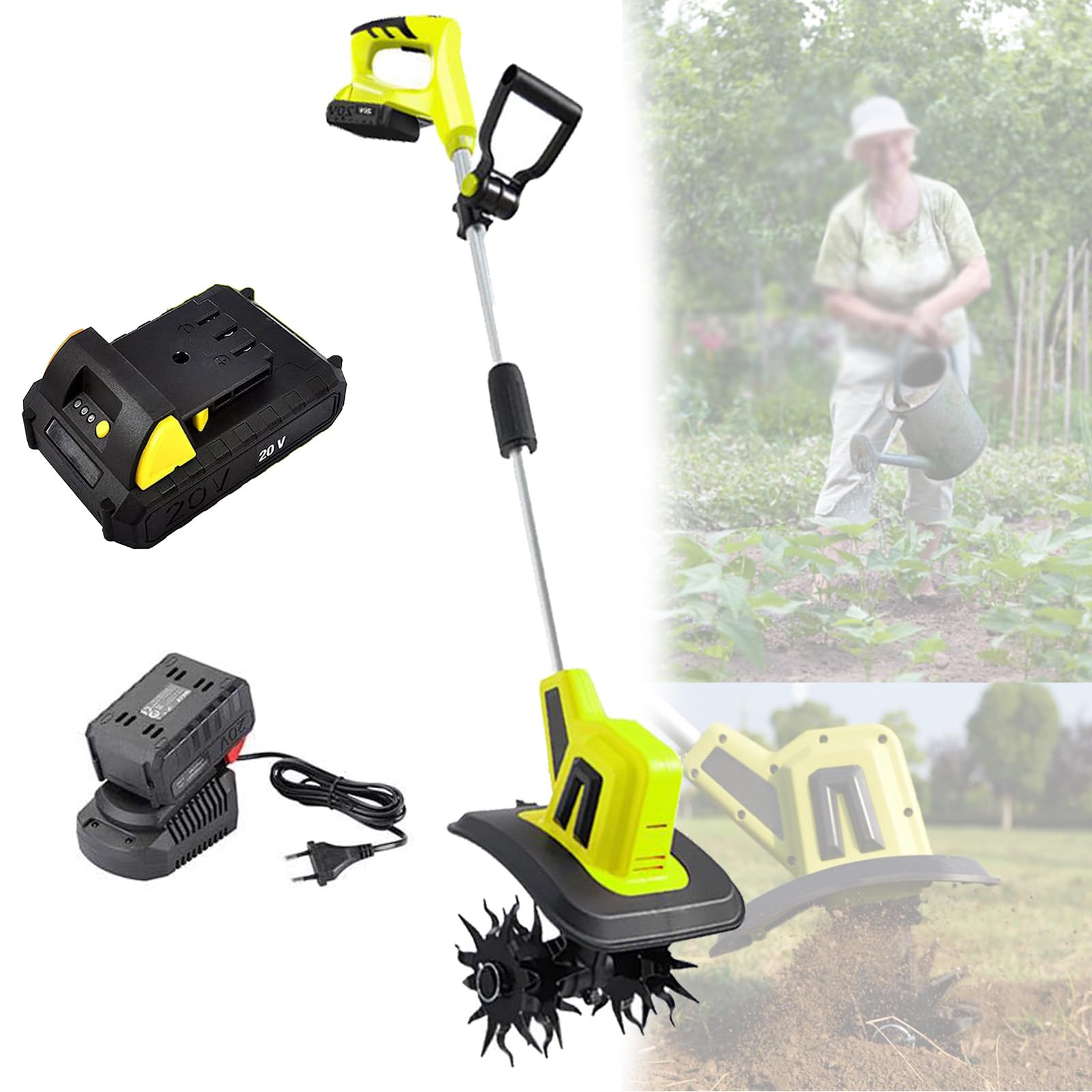 Rotavator Portable sans Fil pour Réussir votre Potager de Légumes et Pelouse