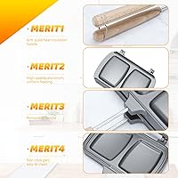 Vista 3 de Sartén de doble cara para sándwiches y parrilla, antiadherente, sartén abatible para panqueques de desayuno, mango extraíble (estilo 2)