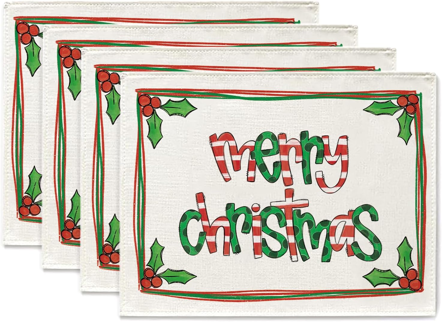 Christmas Placemats Berry Merry Christmas Placemats Set of