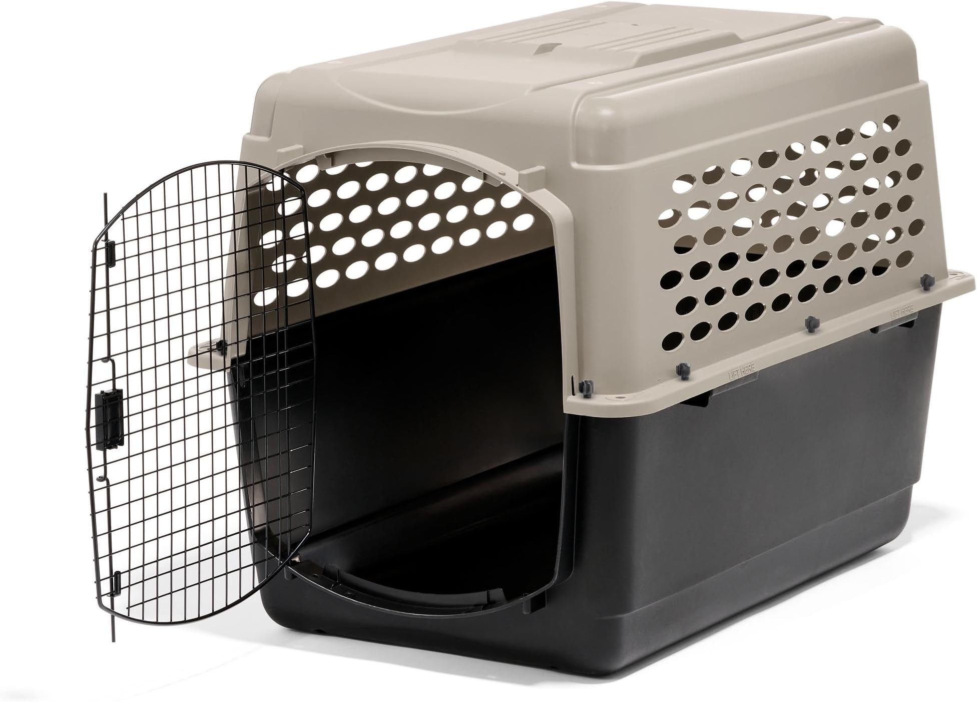 Vari Dog Kennel - Portable Dog Carriers & Crates for Large Dogs, Airline-Friendly, Durable Plastic, Pet Carrier For Home and Travel, 40 Inches, Taupe and Black