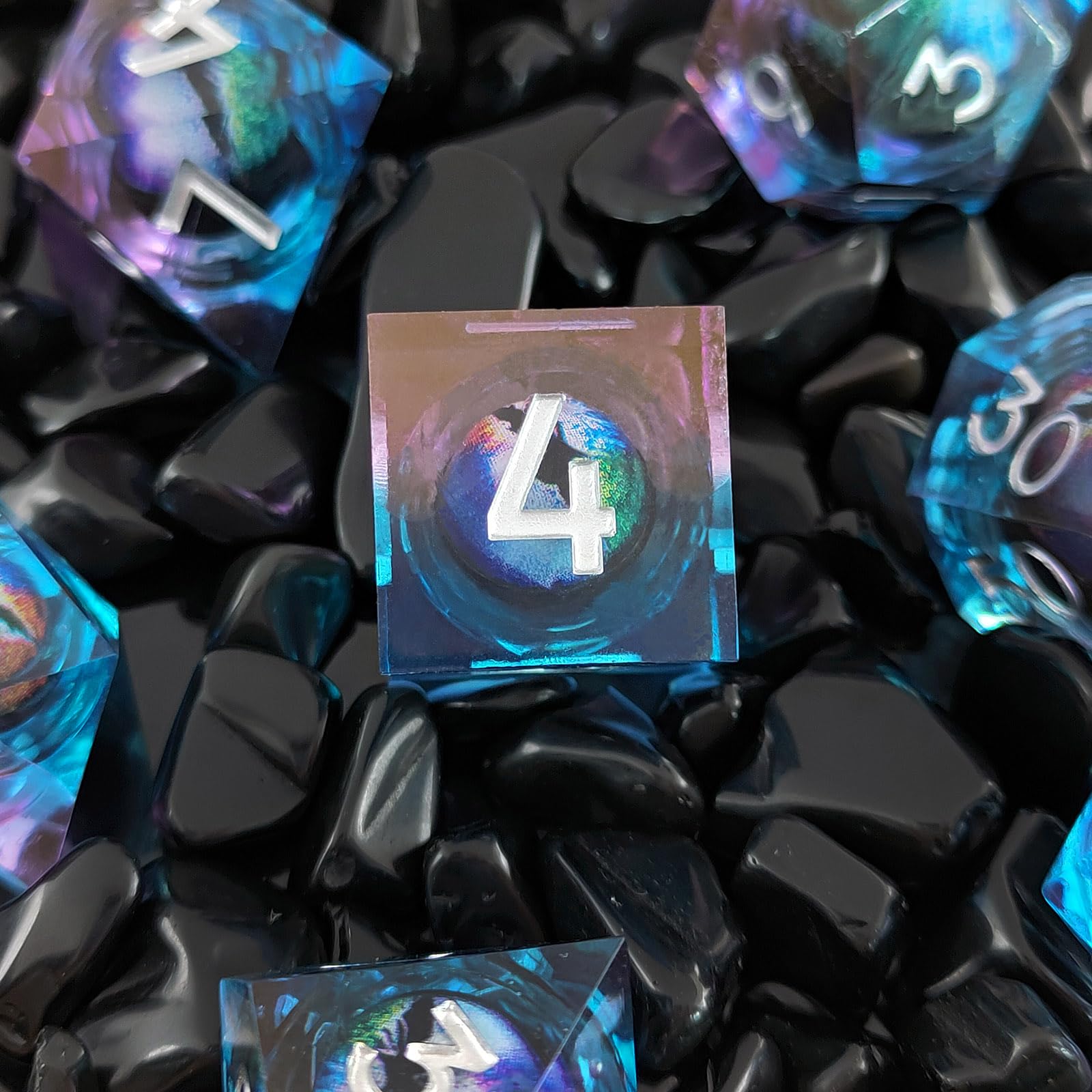 ORUZA 7 PCS Dragon Eye DND Dice Liquid Core D&D Dice Resin Sharp Edge Polyhedral D&D Dice Set for Dungeons and Dragons Role Playing Die D20 D12 D10 D8 D6 D4 D% - Image 3