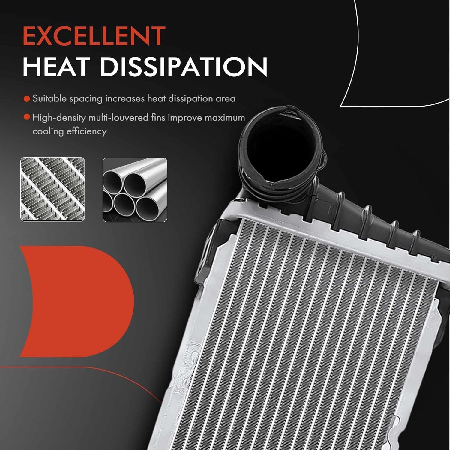 A-Premium Auxiliary Additional Center Cooling Radiator Compatible with Porsche 911 2005-2012, Boxster 2005-2012, Cayman 2006-2012, 2.7L 2.9L 3.2L 3.4L 3.6L 3.8L