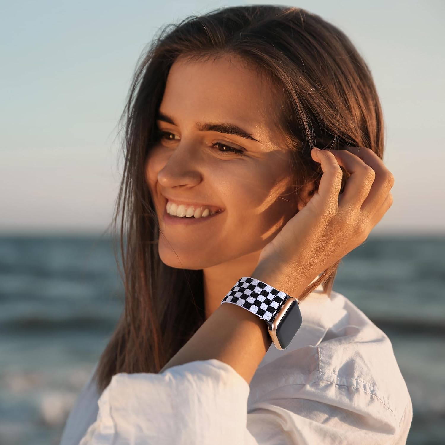Stretchy Band Compatible with Apple Watch Bands 40mm 41mm 42mm 38mm 44mm 45mm 46mm 49mm Women Men,Magnetic Clasp Nylon Elastic Sport Strap for iWatch Series 11 10 9 8 7 6 5 4 3 SE SE2 SE3 Ultra