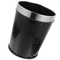 Vista 8 de STOBOK Bote de basura de cuero vintage, negro, parte superior abierta