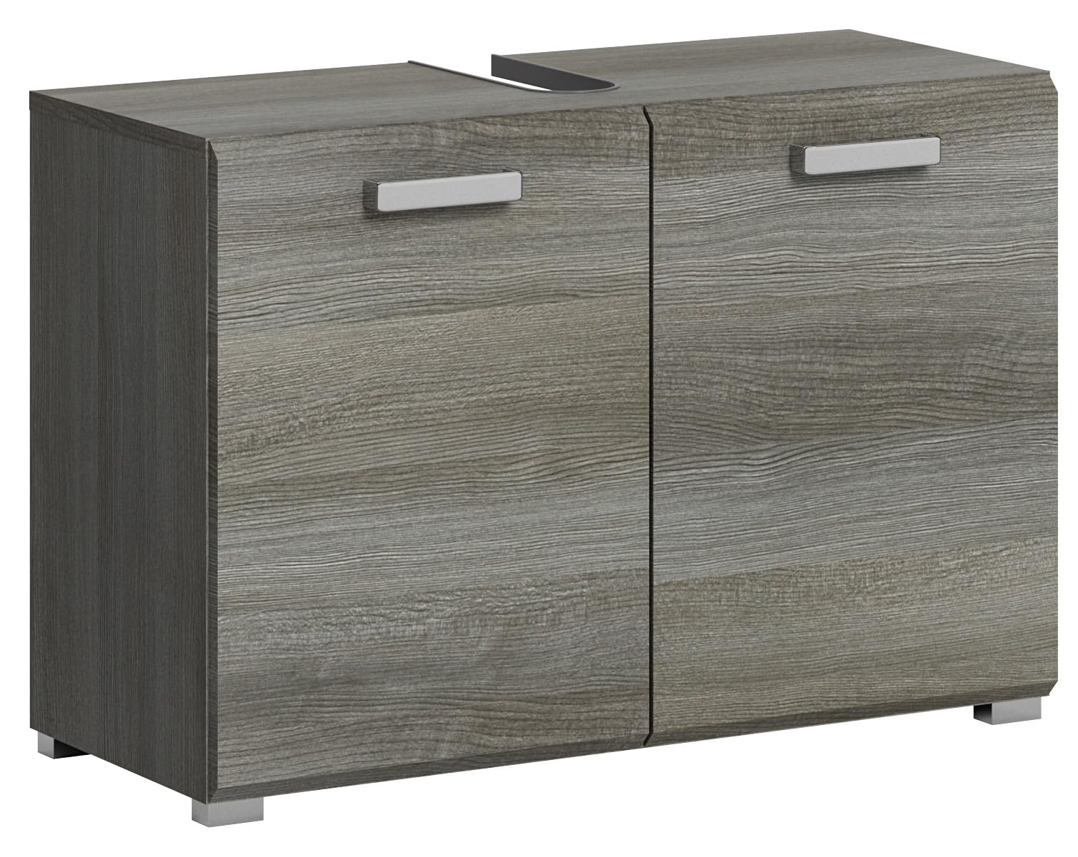 Mobiletto Lavabo Silver Xonox Home – 2 Ante, 1 Ripiano, Legno Ingegnerizzato, Argento Fumé, 80x55x37cm – Design Moderno Per Bagno - 2