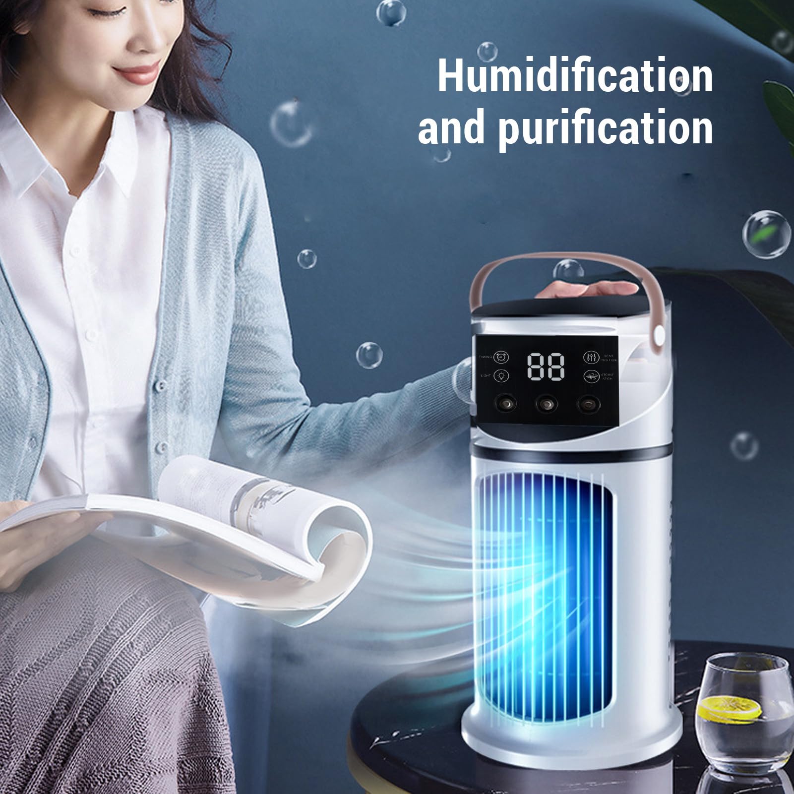 Yosoo Health Gear Luftkühler-Luftbefeuchter, Wassergekühlter USB-Desktop-Lüfter, für den Einsatz Im Wohnheim Im Büro Freien