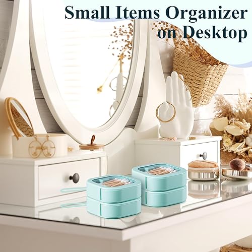 Miniatura 74 de Kathfly Organizador de lazos para el cabello blanco, 4 unidades, portátil, contenedor de almacenamiento para accesorios para el cabello, apilables