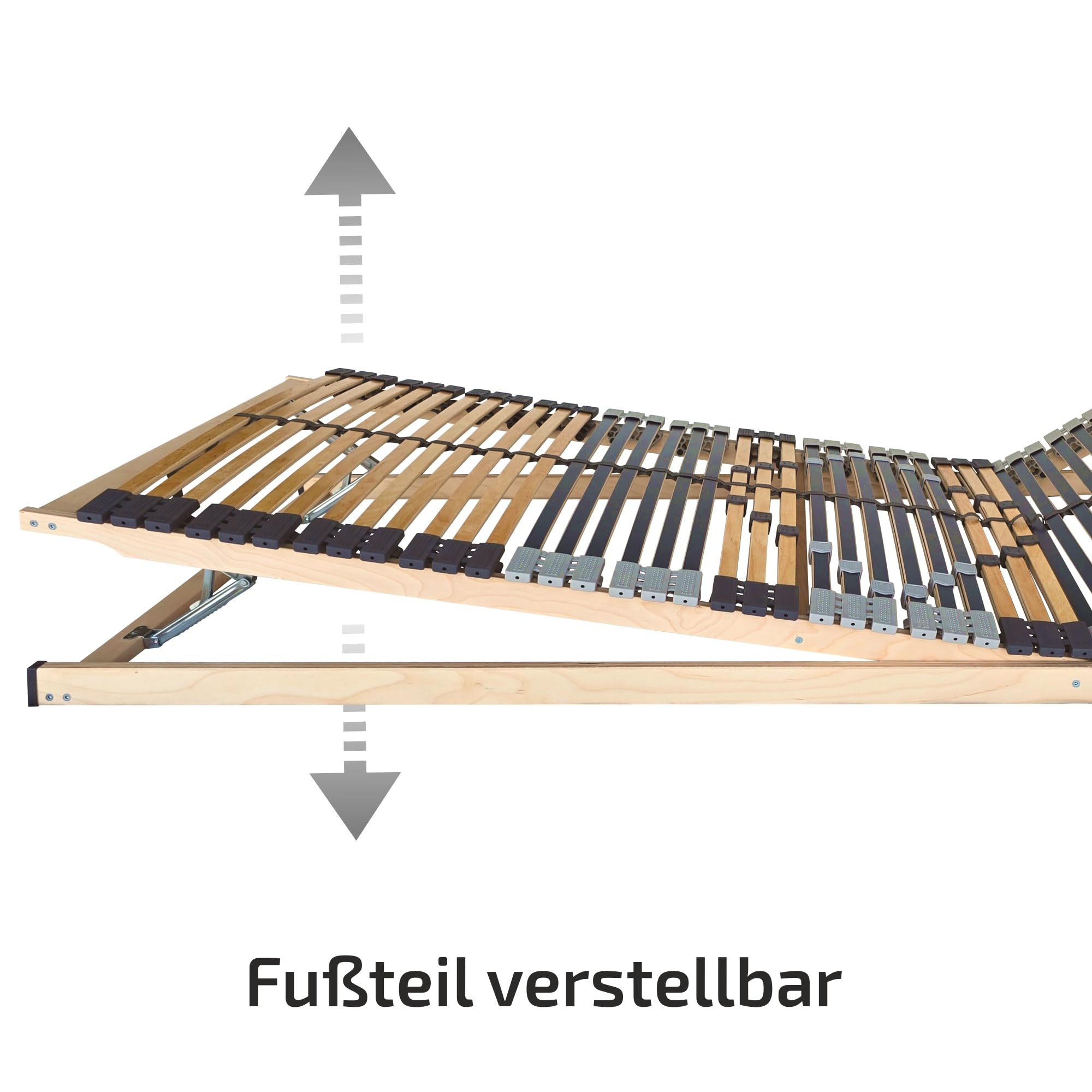 Matratzen Perfekt 7-Zonen Lattenrost 120x200cm Verstellbar 8,5 cm Hoch | Kopf- und Fußteil höhenverstellbar fertig montiert 42 Leisten Schichtholz Made in Germany belastbar 200 kg