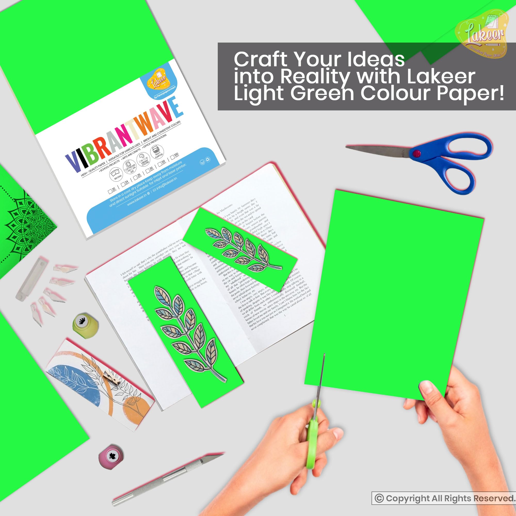 Lakeer A4 Color Printing Papers 20 Sheets (Light Green) Premium Colour 180 GSM Pack for Copy Printing, DIY Art & Craft, Projects, Decoration, Other Office Printing 2