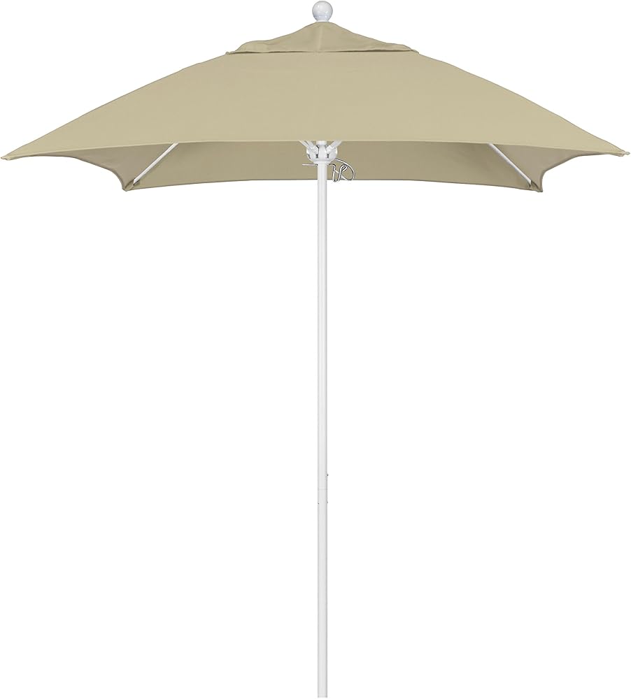 California Umbrella 6' Sq Venture Series Contract Grade Patio Umbrella, Push Open, White Pole, Sunbrella Antique Beige, ALTO604170-5422 : Patio, Lawn & Garden