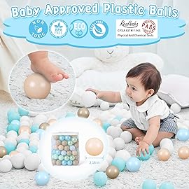 Realhaha Ball Pit Balls 100 Play Balls Plastic Balls for Baby Girls Toddlers Kids Play Tent Pool Playhouse Playpen Party Decoration, Green Blue