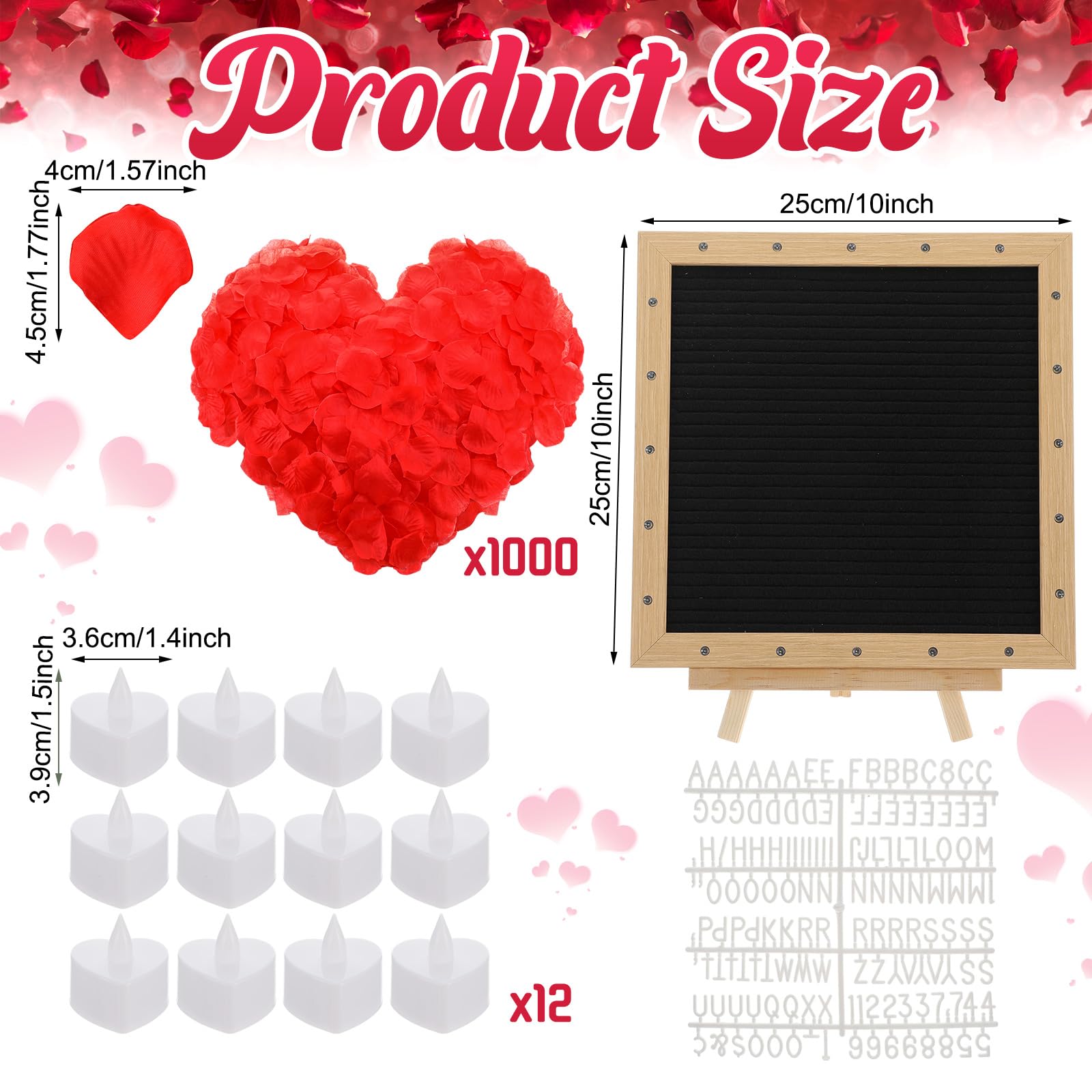 Ceenna Romantische Nacht Geschenkset Schwarz Will You Be My Girlfriend Schild Brief Board Künstliche Rosenblätter LED Kerzen Buchstaben Symbole für Valentinstag Jubiläum Geburtstag Hochzeit
