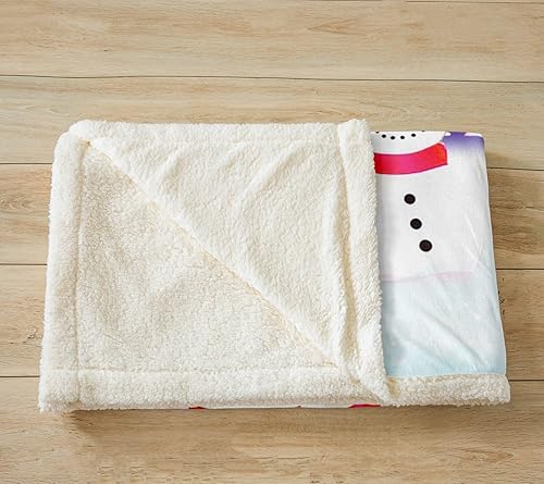 Miniatura 3 de Manfei Christmas Throw Blanket Snowman Xmas Tree Bed Blanket for Kids Girls Room Decor, Santa Claus with Reindeer Blanket for Couch Sofa, Soft and