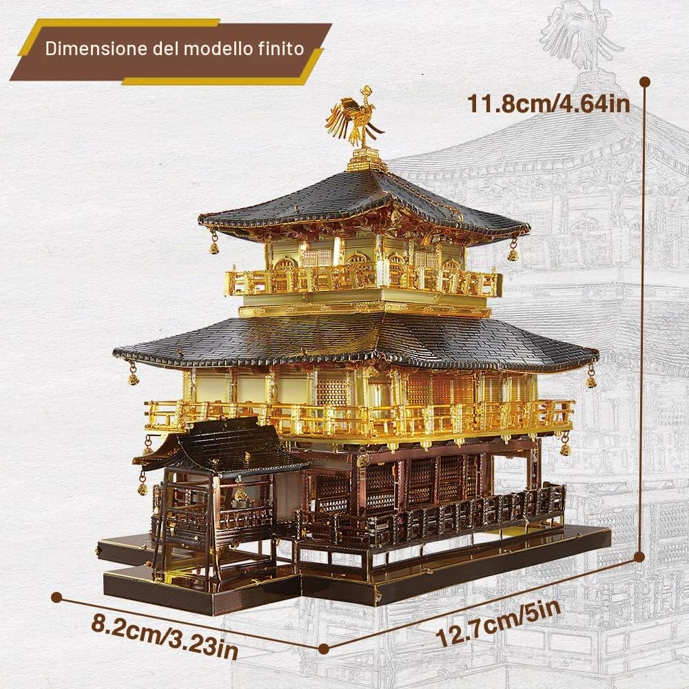 Piececool Puzzle 3D Metallo, Kinkaku-ji Modellismo Luoghi di Architettura Classica, 3D Puzzle de Paris Modellino Giocattoli per Adulti e Adolescenti,Regalo per Uomini e Donne